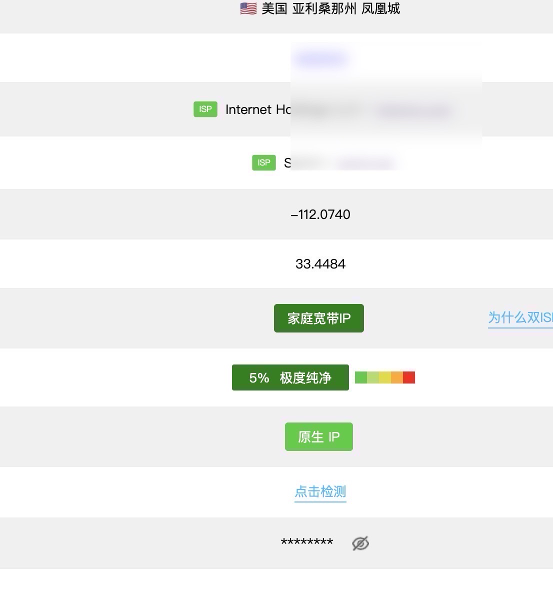 ping0.cc IP检测结果